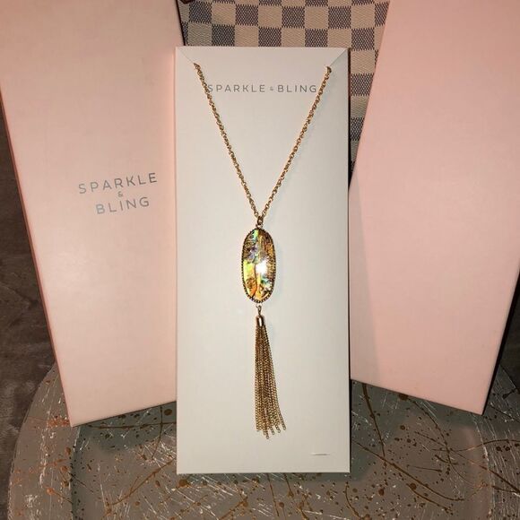 Sparkle & Bling Gold Marble Long Necklace New in Packaging - Picture 1 of 11